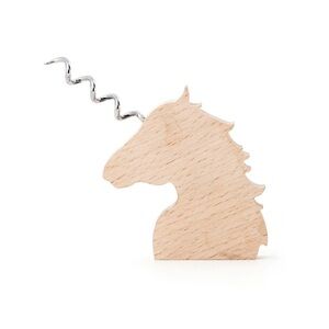 Kikkerland Unicorn Corkscrew - Wooden Handle Wine Opener